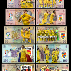REPRODUCERI set 7 bancnote fantezii leul nou 2023 UEFA 2024