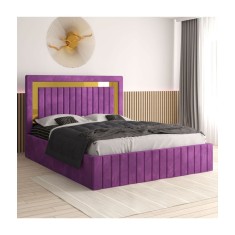 Pat Tapitat Ianis Mov + Saltea Lux Ortopedica 140x200cm