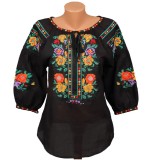 Cumpara ieftin Bluza Tip Ie Neagra cu Motiv Floral Multicolor - BMG41