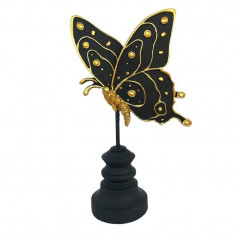 Statueta decorativa, Fluture pe postament, Negru, 26 cm, 219H-1