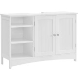 VASAGLE Dulap lavoar baie, cu 2 usi si un compartiment deschis cu rafturi reglabile, 90x30x60cm, alb Household NewTrend