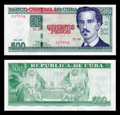 CUBA █ bancnota █ 500 Pesos █ 2022 █ P-131 █ UNC █ foto