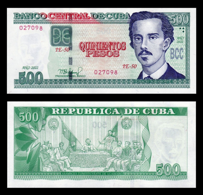 CUBA █ bancnota █ 500 Pesos █ 2022 █ P-131 █ UNC █