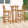 Set bar gradina Gossi, 3 piese, lemn masiv acacia, masa rotunda 60cm, scaune bar 110cm, exterior interior