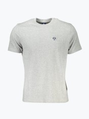 Tricou barbati din amestec de bumbac si viscoza cu logo si croiala Regular fit gri, S foto