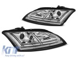 Set de faruri tuning potrivit pentru Audi TT 2006-2010 cu baza cromata, stanga si dreapta Performance AutoTuning