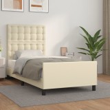 VidaXL Cadru de pat cu tăblie, crem, 100x200 cm, piele ecologică 3125557