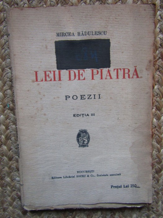 Mircea Radulescu Leii de piatra Poezii 1924