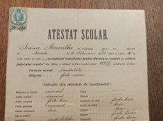 ATESTAT SCOLAR SIBIU 1897- SCOALA DE FETE , CLASA III-A