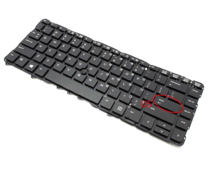 Tastatura HP EliteBook 740 G1 layout US fara rama enter mic, EliteBook 740 G2 layout US fara rama enter mic