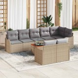 vidaXL Set de canapele pentru grădină 9 pcs Bej Rattan poli