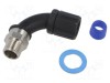Conector &icirc;n unghi 90&deg; HelaGuard alamă nichelată și poliamidă, IP66, negru, 13mm HellermannTyton