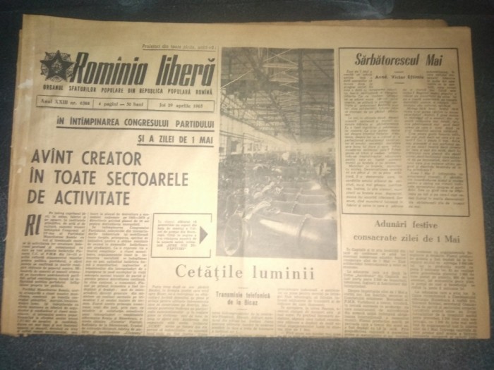 ZIARUL ROMANIA LIBERA 29 APRILIE 1965