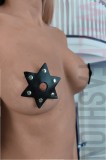 TE160-1 Accesorii fetish pentru sani din imitatie piele si nituri