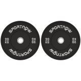SPORTNOW Set de Discuri de Greutate cu Protecție din Cauciuc Solid cu Orificii, Փ45x8 cm, Negru | Aosom Romania