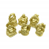Set 6 statuete feng shui buddha aurii pentru prosperitate cu pepita si sac de bani - 45cm, Stonemania Bijou