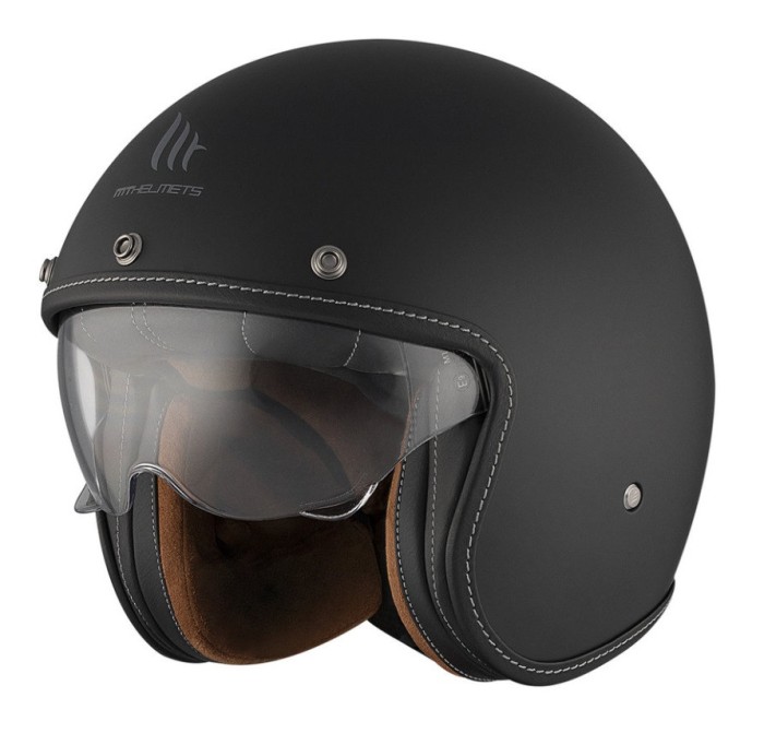 Casca open face pentru scuter - motocicleta MT Le Mans 2 S SV negru mat (ochelari soare integrati) &ndash; omologare noua ECE 22.06 S (55/56cm)