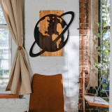 Decoratiune de perete, Gezen, lemn/metal, 58 x 58 cm, negru/maro, Enzo