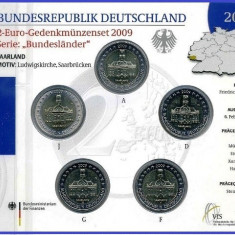 GERMANIA 2009 - 5 x 2 euro comemorativ -Ludwingskirche -A,D,F,G,J -blister/BU