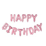 Set baloane folie flippy, happy birthday, 40 cm, roz deschis