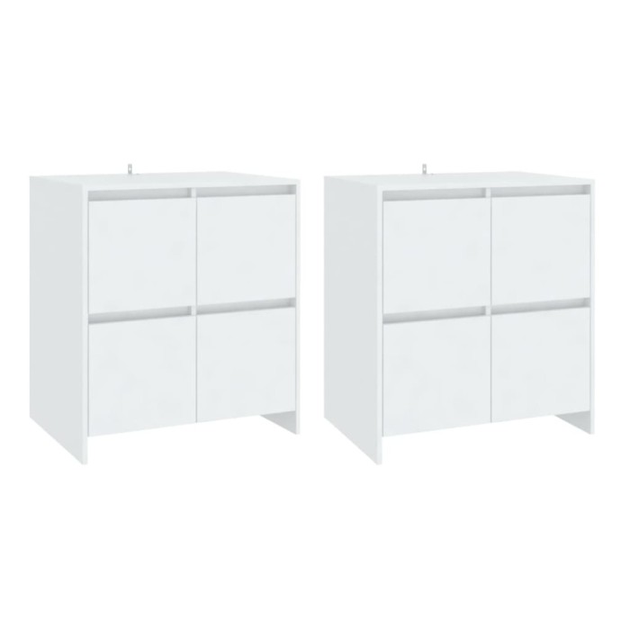 Servante, 2 buc., alb, 70x41x75 cm, lemn prelucrat
