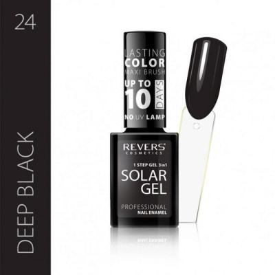 Lac de unghii Solar Gel, Revers, 12 ml, deep black, negru foto