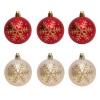 Set Globuri Crăciun, Fulg Glitter, RedBej, 6cm, 6 Bucăți, Oem