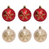 Set Globuri Crăciun, Fulg Glitter, RedBej, 6cm, 6 Bucăți, Oem
