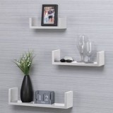 Set 3 Rafturi Suspendate MDF Albe pentru Perete, Design Modern, CMCLASS