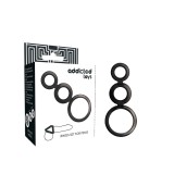Set 3 inele penis, Addicted Toys, silicon, negru