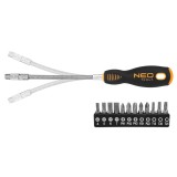 Surubelnita flexibila NEO Tools cu set 13 biti pentru spatii greu accesibile
