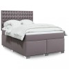 VidaXL Pat box spring cu saltea, gri, 140x200 cm, piele ecologică 3293026