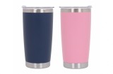 Set 2x Cana Termoizolanta Otel Inoxidabil SS304 cu Capac Perete Dublu 590ml Roz Albastru Performance AutoTuning