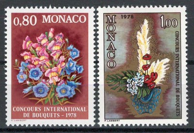 Monaco 1977 Mi 1290/91 MNH - Concursul int de buchete de flori, Monte Carlo foto
