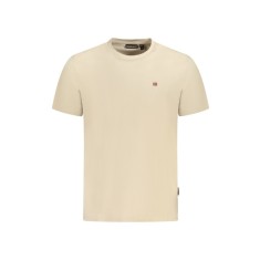 Tricou barbati, cu logo brodat, Regular fit, Bej, S