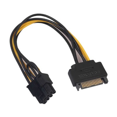 Adaptor alimentare placa video pci-e 6+2 pini de la 1 x s-ata, Active, cablu sata 20cm, pcie 8 pini foto