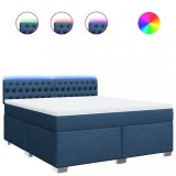Cumpara ieftin Pat box spring cu saltea, albastru, 180x200 cm, material textil
