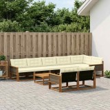 vidaXL Set de canapele de exterior cu pernă 9 pcs Natural și Crem 3381514