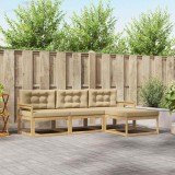 vidaXL Set de canapele de exterior cu pernă 4 pcs Alb și Bej Poliester 3386262