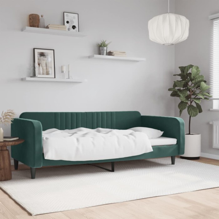 vidaXL Cadru de pat, verde &icirc;nchis, 90x200 cm, catifea