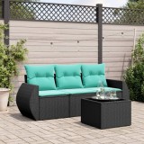Cumpara ieftin Set canapele de grădină cu perne, 4 piese, negru, poliratan