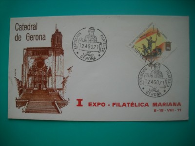 HOPCT PLIC S NR 795 EXPO FILatelica Catedral de Gerona 1971 Spania -NECIRCULAT foto