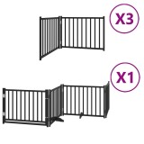 Cumpara ieftin Poarta caini pliabila cu usa 10 panouri negru 800 cm, lemn plop