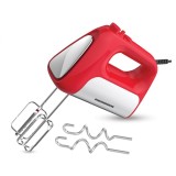 Mixer de mana Heinner HM-DC500RD, 500 W, motor dc, 6 viteze + turbo, Rosu cu decoratiuni inox