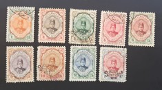 Persia (Iran) &ndash; Lot 9 timbre clasice &bdquo;Postes Persanes&rdquo;, Ahmad Shah Qajar, valori diferite, cca. 1911&ndash;1925