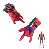 Cumpara ieftin Set 2 Manusi proiectile burete, figurina si ventuze Spiderman, IdeallStore&reg;, Rosu