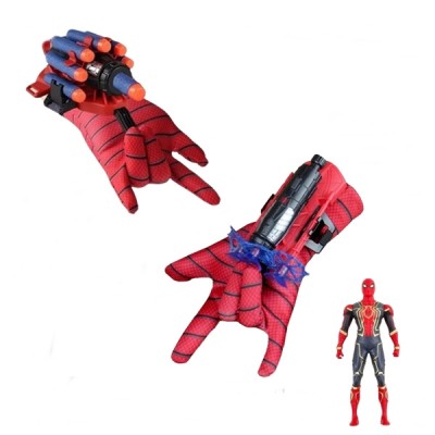 Set 2 Manusi proiectile burete, figurina si ventuze Spiderman, IdeallStore&amp;reg;, Rosu foto