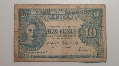 Malaezia 10 cenți 1941 foto