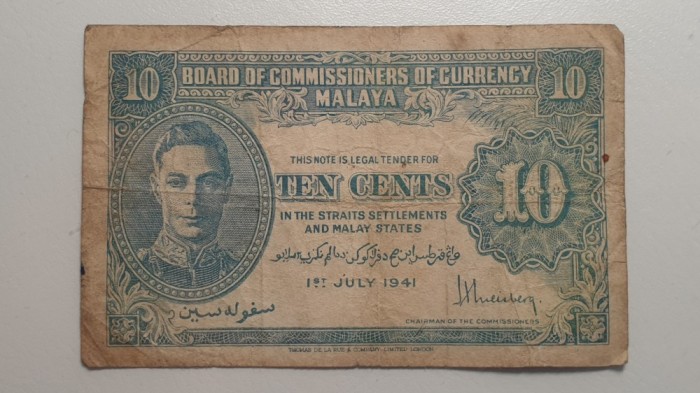 Malaezia 10 cenți 1941