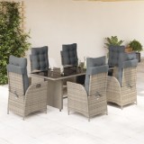 vidaXL Set mobilier de grădină cu perne, 7 piese, gri, poliratan 3213356